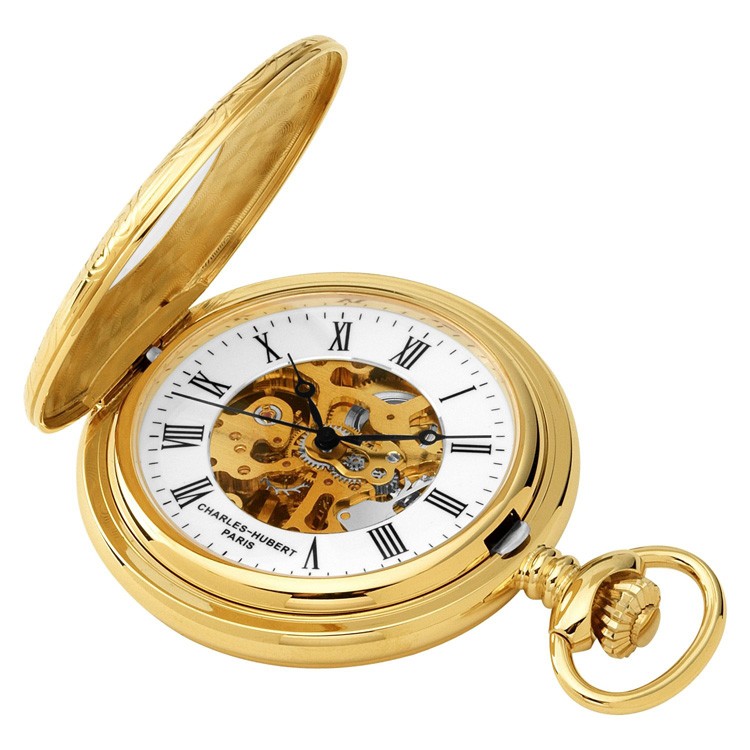 Gold-Plated Demi Hunter Case Mechanical Pocket Watch