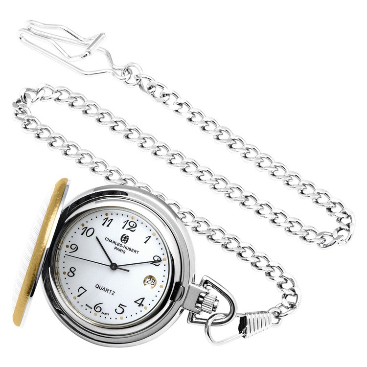 Two-Tone Hunter Case Quartz Pocket Watch