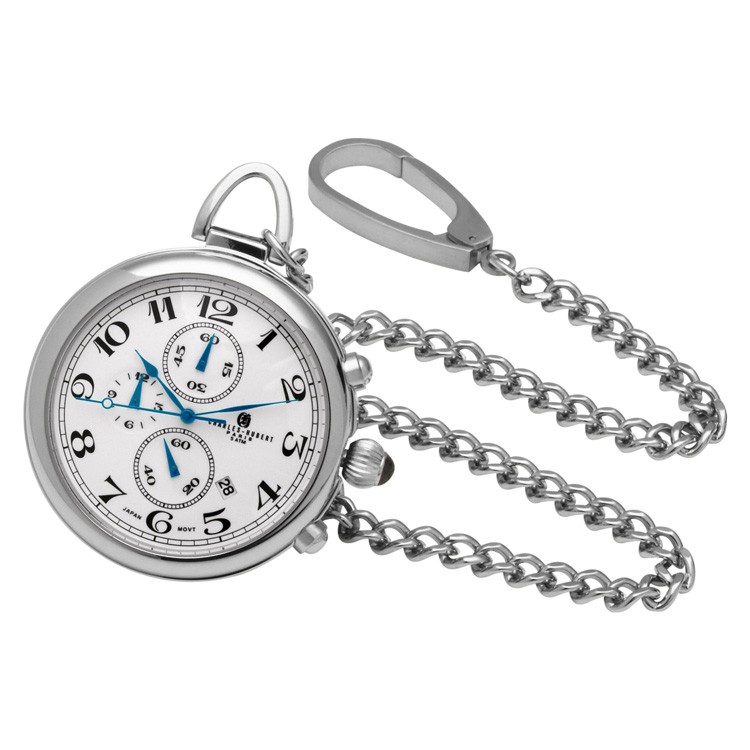 Stainless Steel Polished Finish Open Face Quartz Pocket Watch