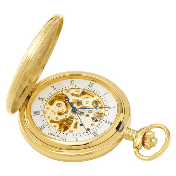 Gold-Plated Demi Hunter Case Mechanical Pocket Watch