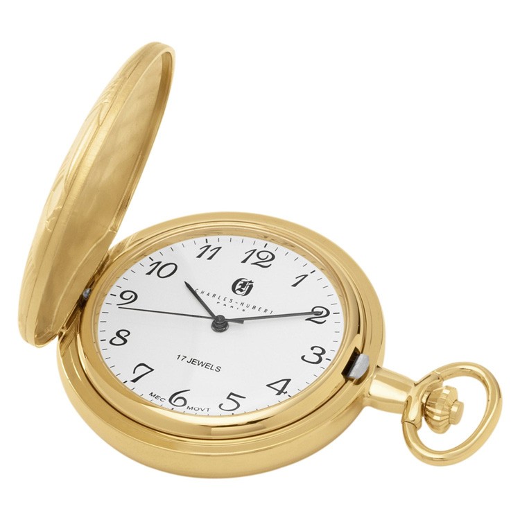 Gold-Plated Hunter Case Mechanical Pocket Watch