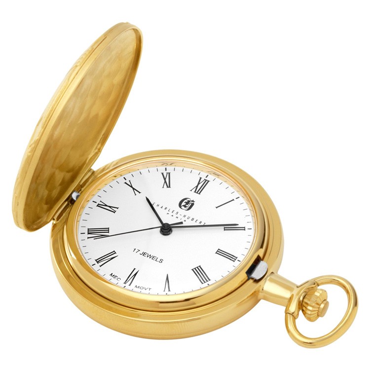 Gold-Plated Hunter Case Mechanical Pocket Watch