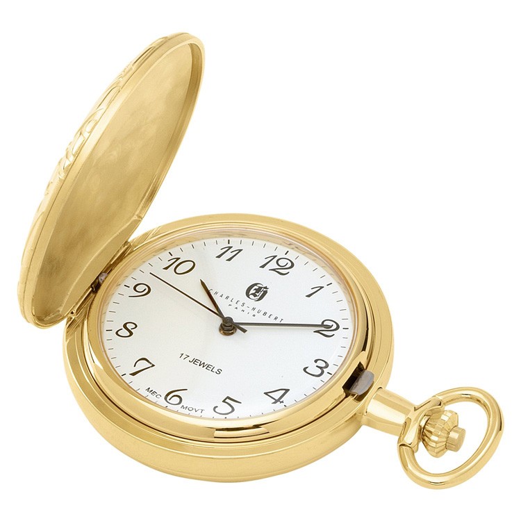 Gold-Plated Hunter Case Mechanical Pocket Watch