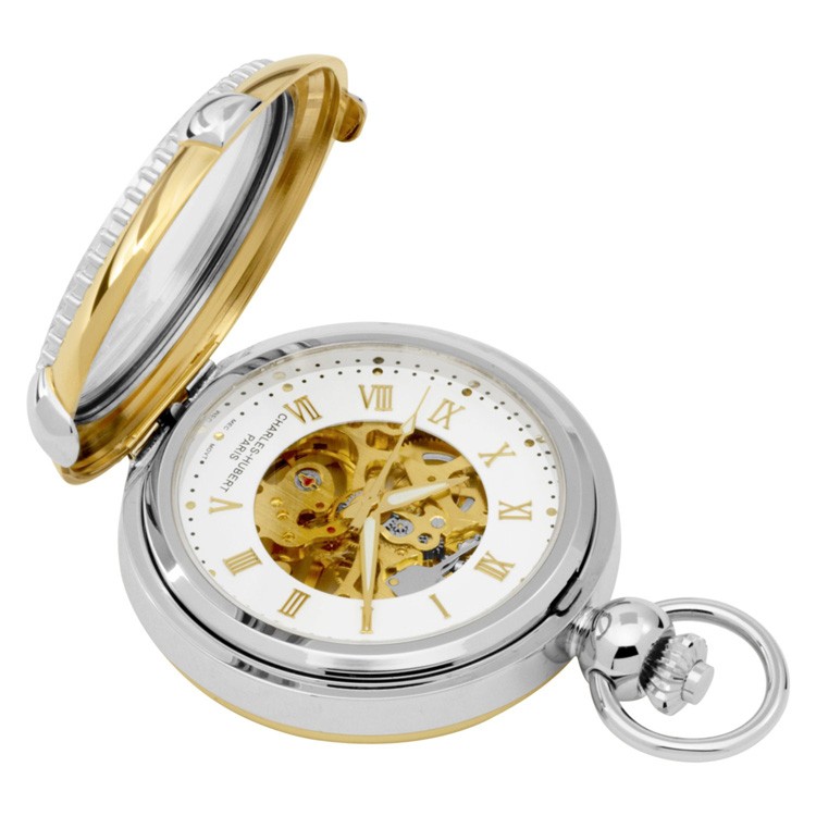Two-Tone Hunter Case Picture Frame Mechanical Pocket Watch