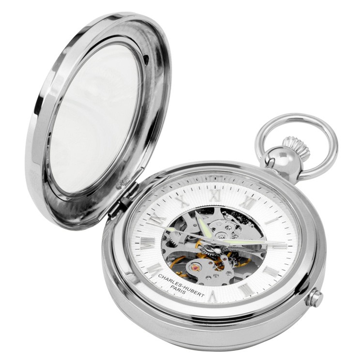 Polished Finish Hunter Case Picture Frame Mechanical Pocket Watch