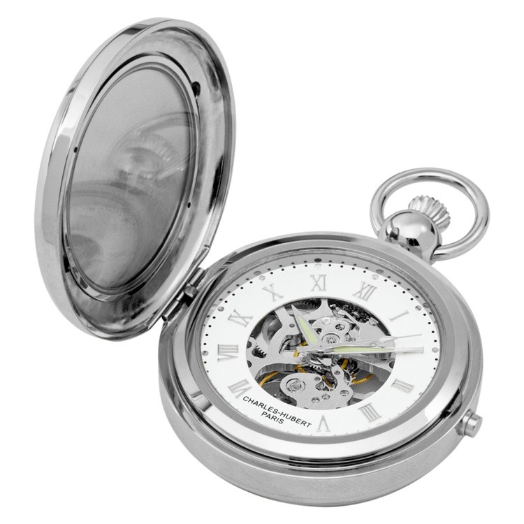 Polished Finish Hunter Case Picture Frame Mechanical Pocket Watch