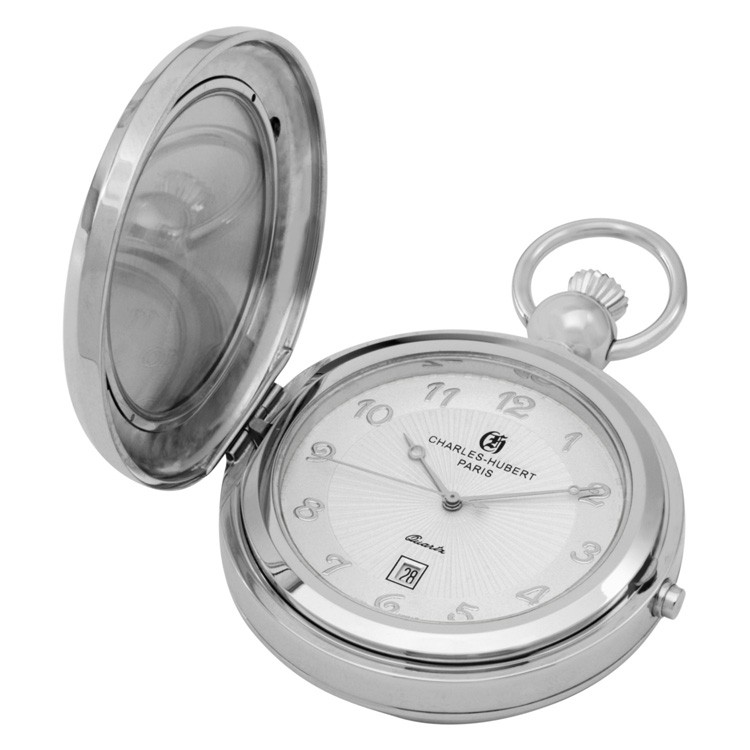 Polished Finish Hunter Case Picture Frame Quartz Pocket Watch