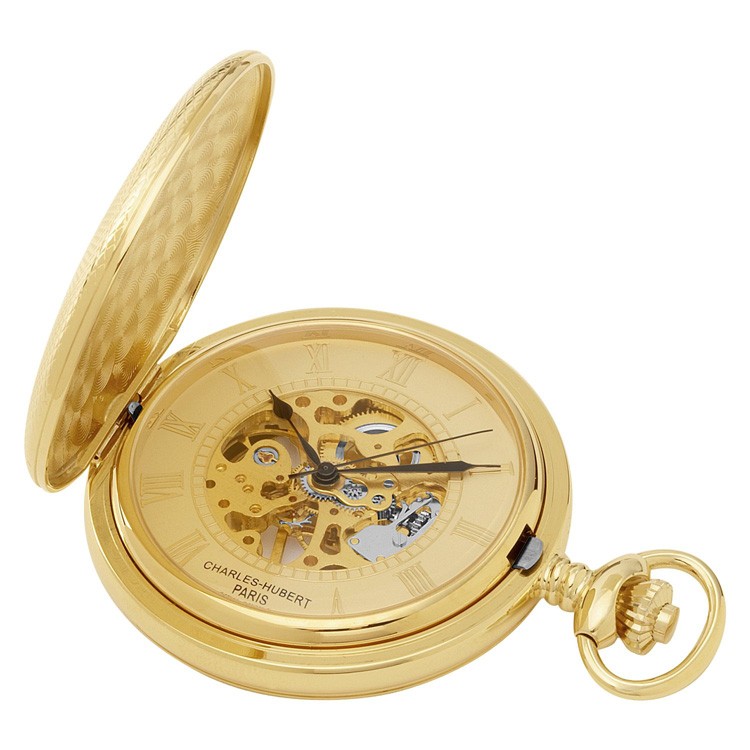 Gold-Plated Hunter Case Mechanical Pocket Watch