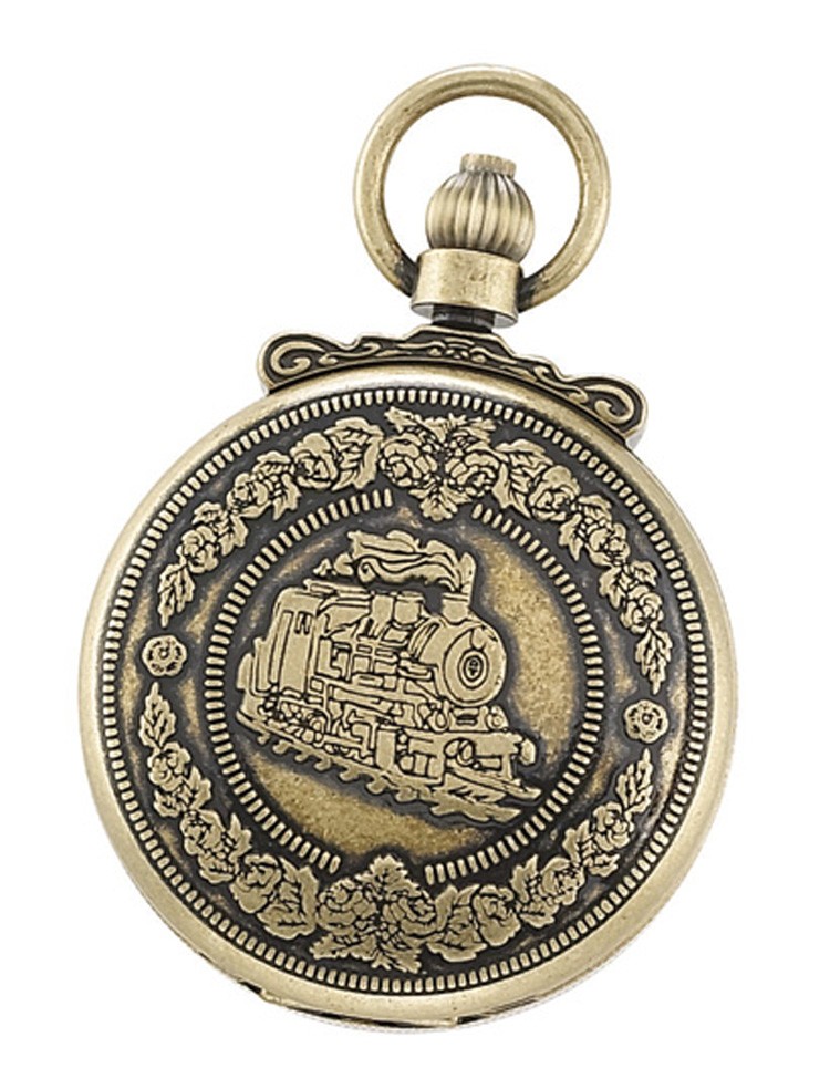 Gold-Plated Antiqued Finish Hunter Case Quartz Pocket Watch