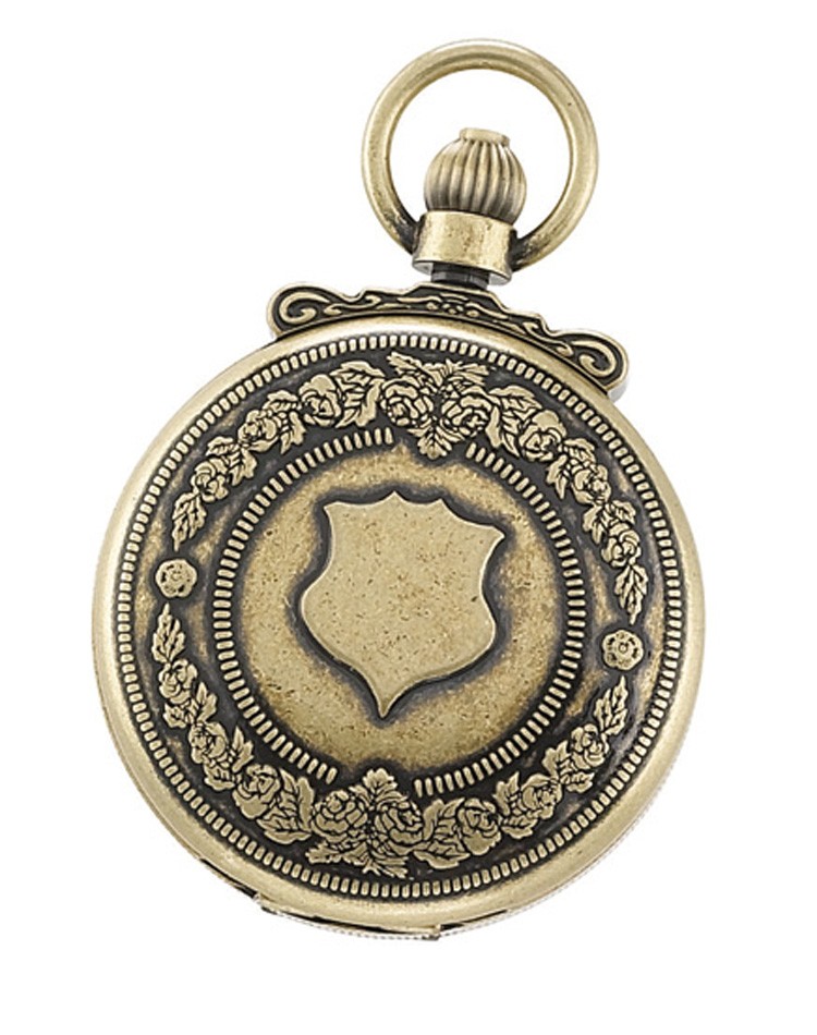 Gold-Plated Antiqued Finish Double Hunter Case Mechanical Pocket Watch