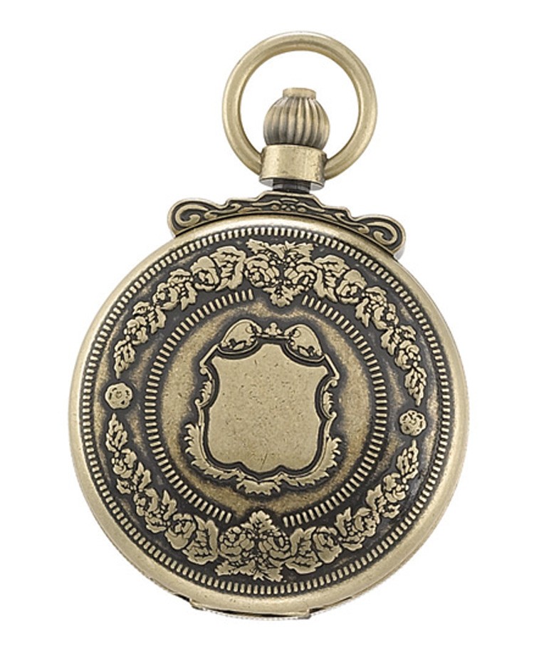 Gold-Plated Antiqued Finish Double Hunter Case Mechanical Pocket Watch
