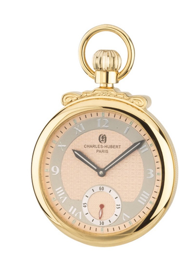 Gold-Plated Polished Finish Open Face Mechanical Pocket Watch