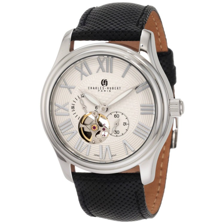 Charles-Hubert Men's Stainless Steel White Dial Automatic Watch 
