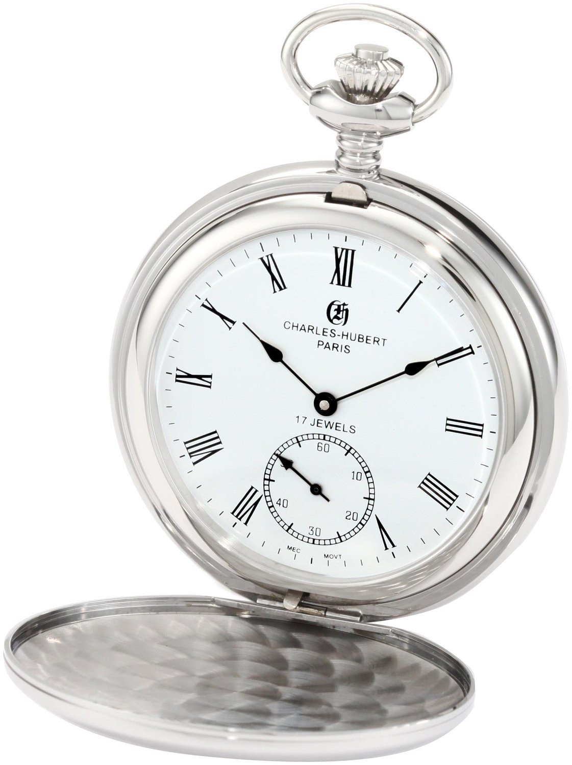Charles-Hubert Paris Stainless Steel Polished Finish Double Hunter Case