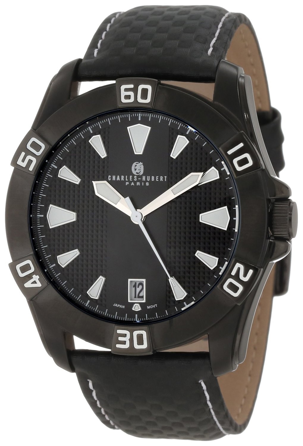 Charles-Hubert Paris Men's Black Plated Stainless Steel Quartz Watch