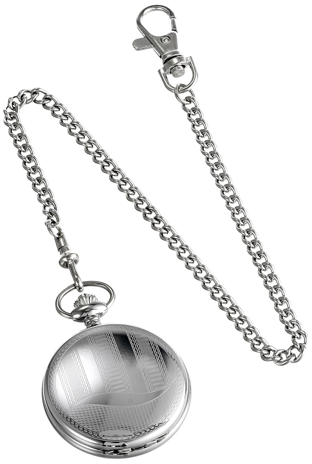 Charles-Hubert Paris Stainless Steel Hunter Case Quartz Pocket Watch