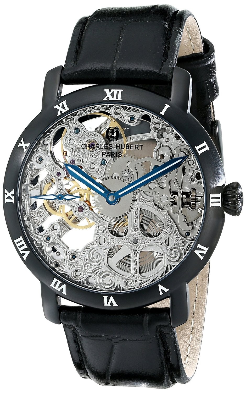 Charles-Hubert Paris Men's Black Plated Stainless Steel Mechanical Watch
