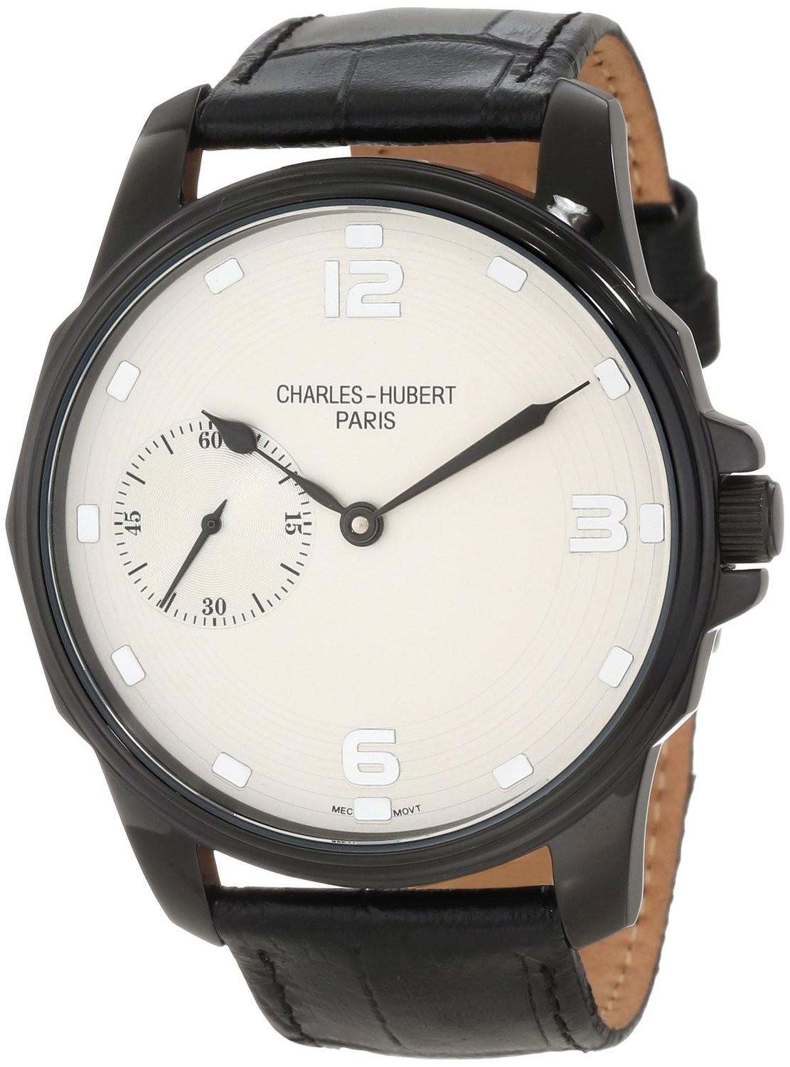 Charles-Hubert Paris Men's Black Plated Stainless Steel Mechanical Watch