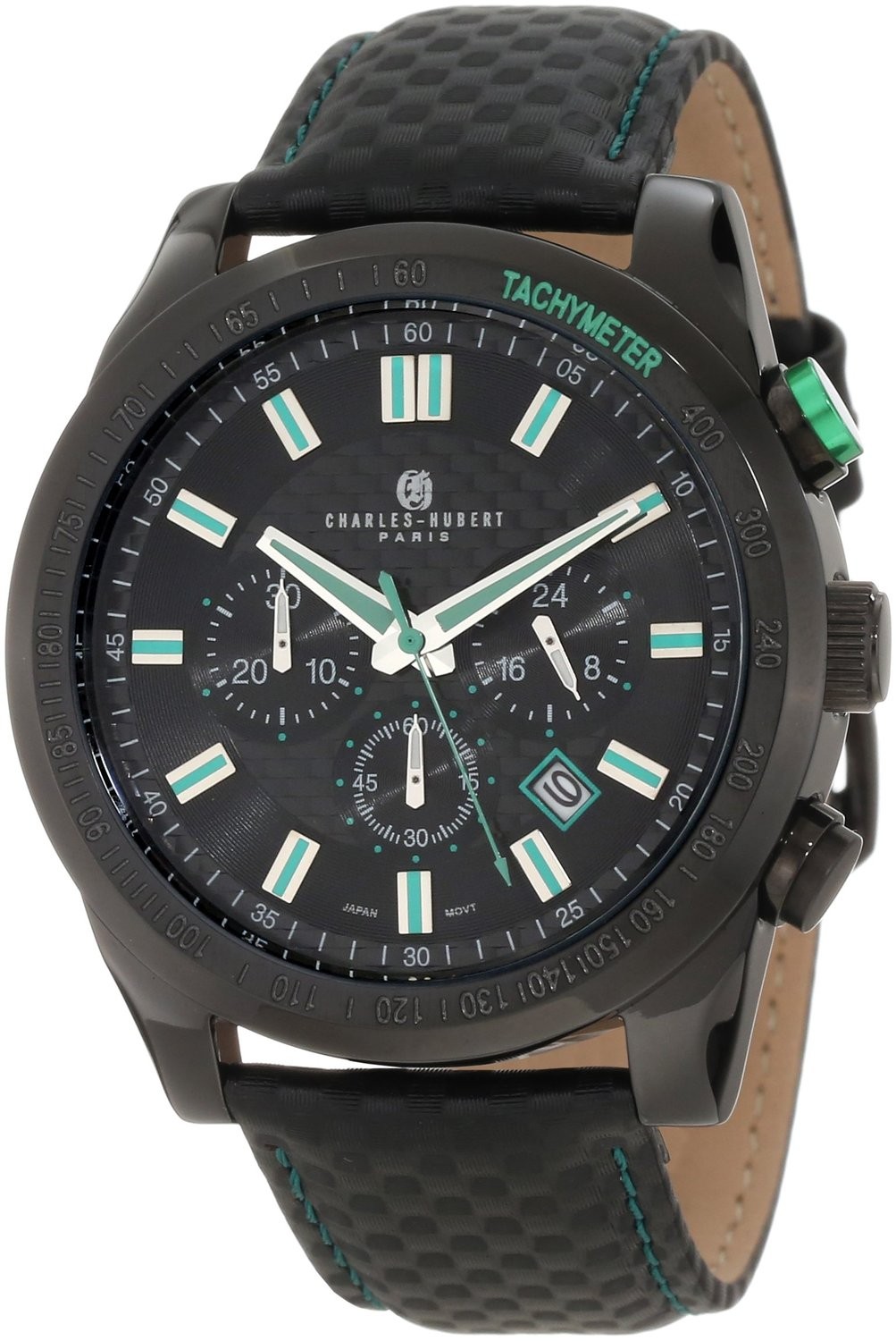 Charles-Hubert Paris Men's Black Plated Stainless Steel Chronograph Quartz Watch