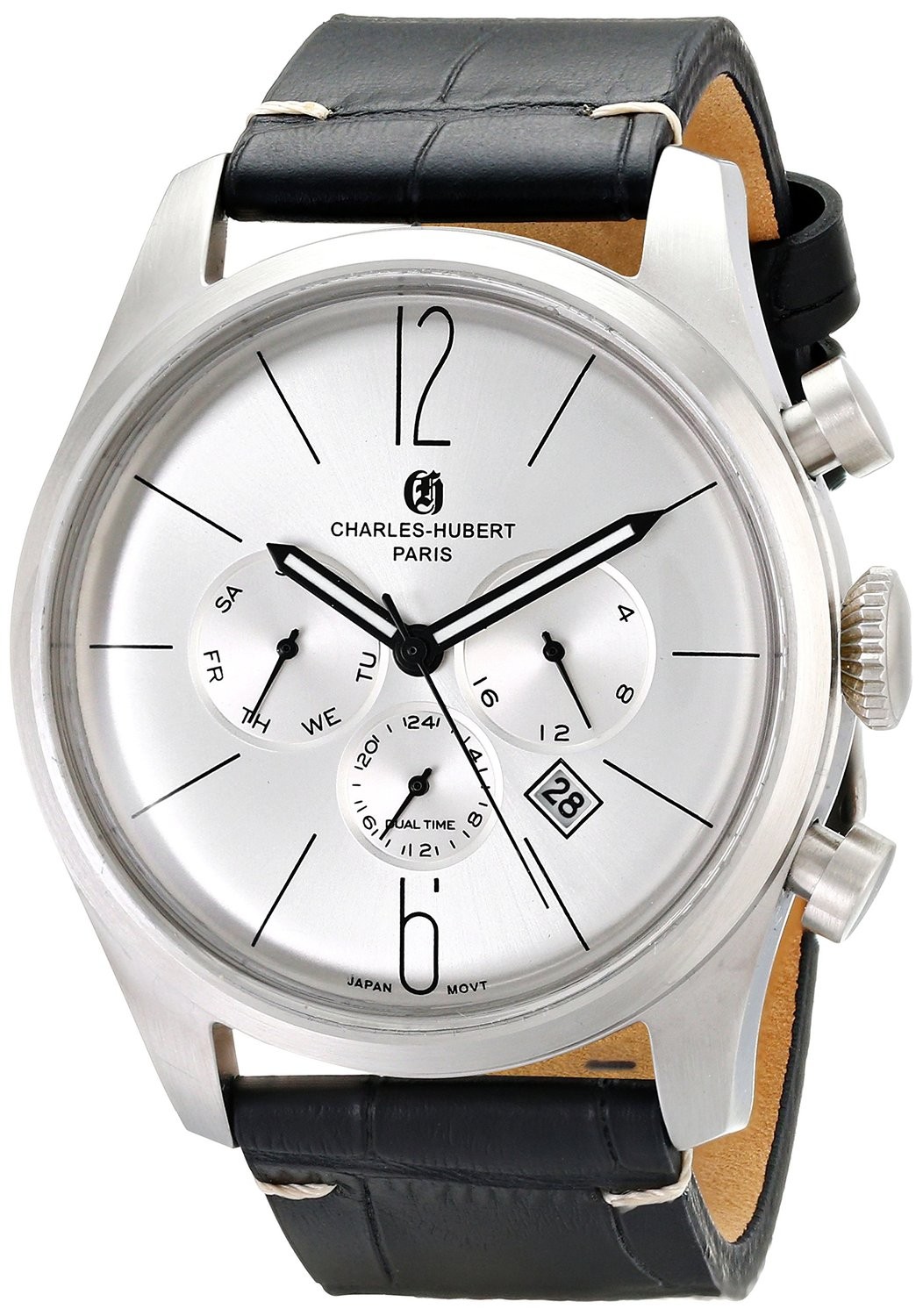 Charles-Hubert Paris Men's Stainless Steel Dual Time Quartz Watch