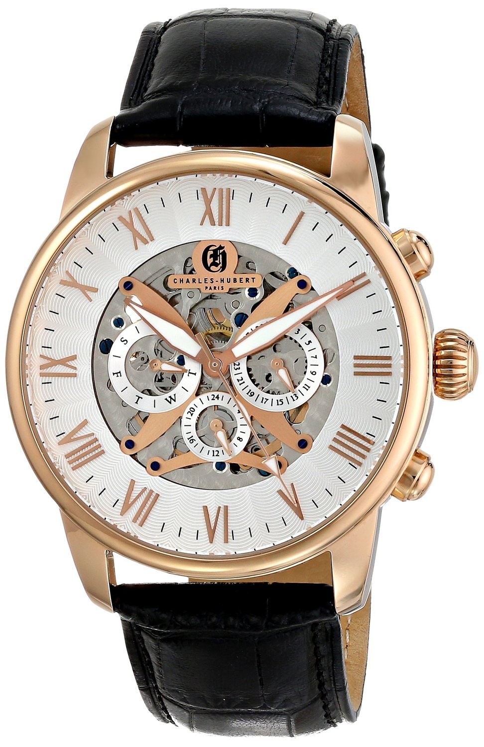 Charles-Hubert Paris Men's Rose-Gold Plated Stainless Steel Multifunction Automatic Watch