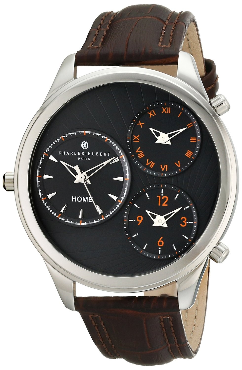 Charles-Hubert Paris Men's Stainless Steel Triple Time Quartz Watch