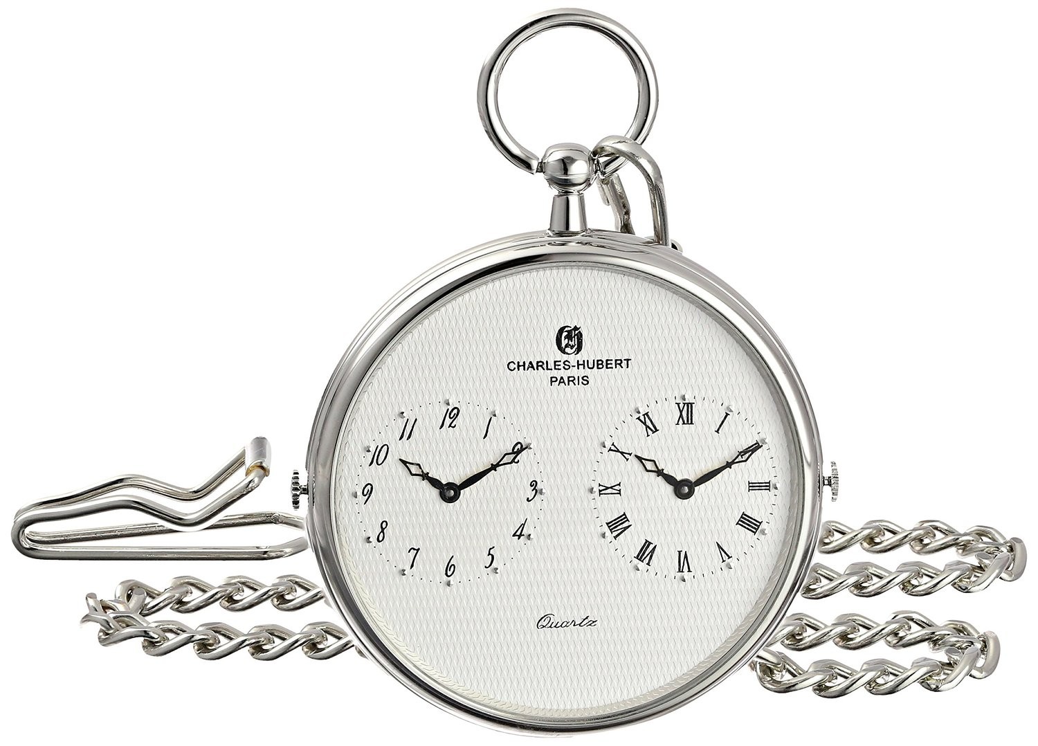 Charles-Hubert Paris Dual Time Quartz Pocket Watch