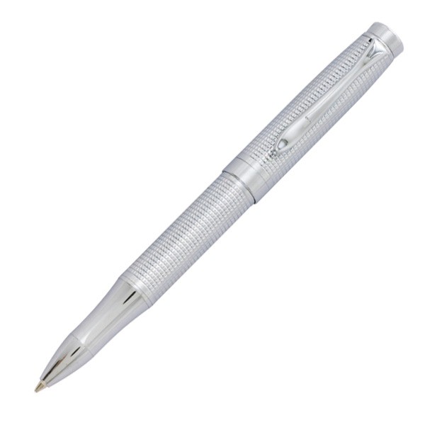 Chrome Cross Hatch with Zirconia Ballpoint Pen