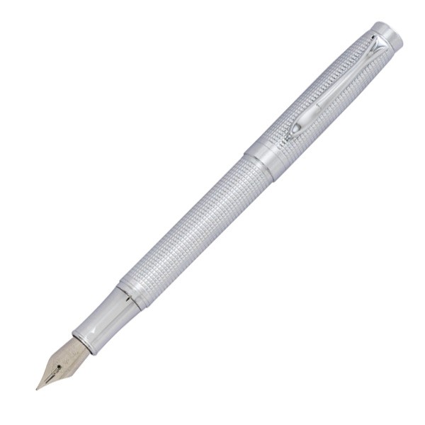 Chrome Cross Hatch With Zirconia Fountain Pen