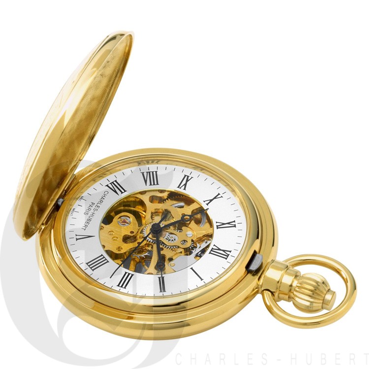 Gold-Plated Demi Hunter Case Mechanical Pocket Watch