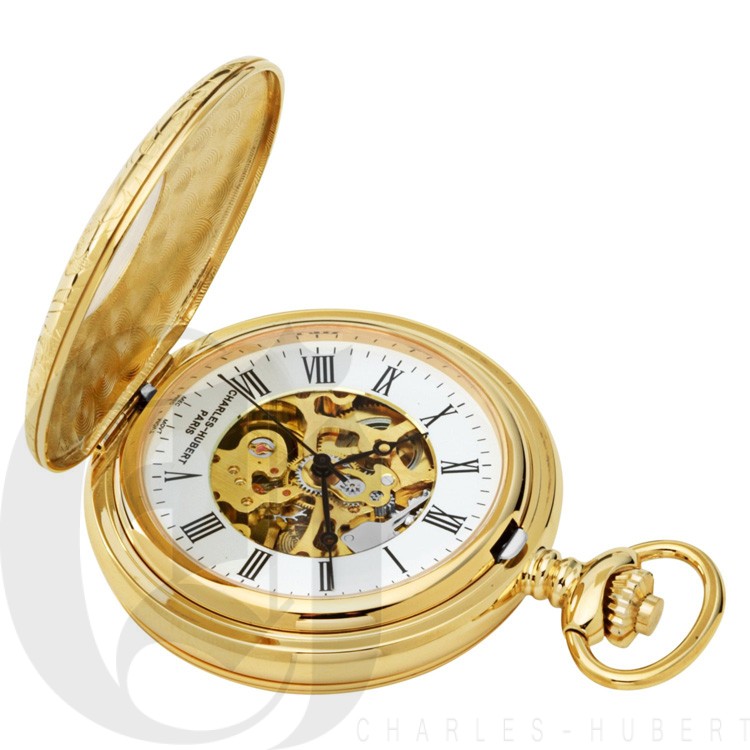 Gold-Plated Double Hunter Case Mechanical Pocket Watch