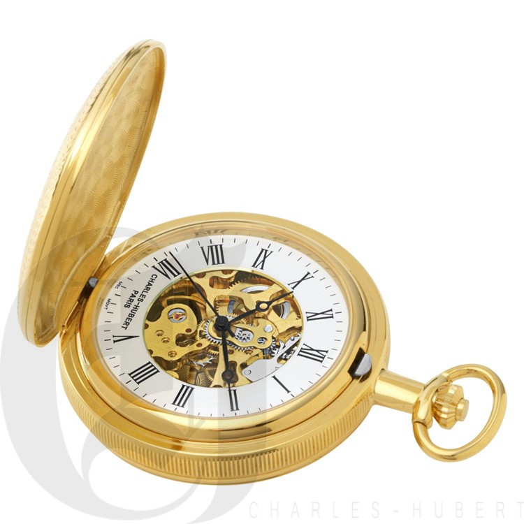 Gold-Plated Double Hunter Case Mechanical Pocket Watch