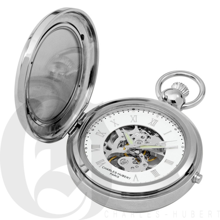 Polished Finish Hunter Case Picture Frame Mechanical Pocket Watch