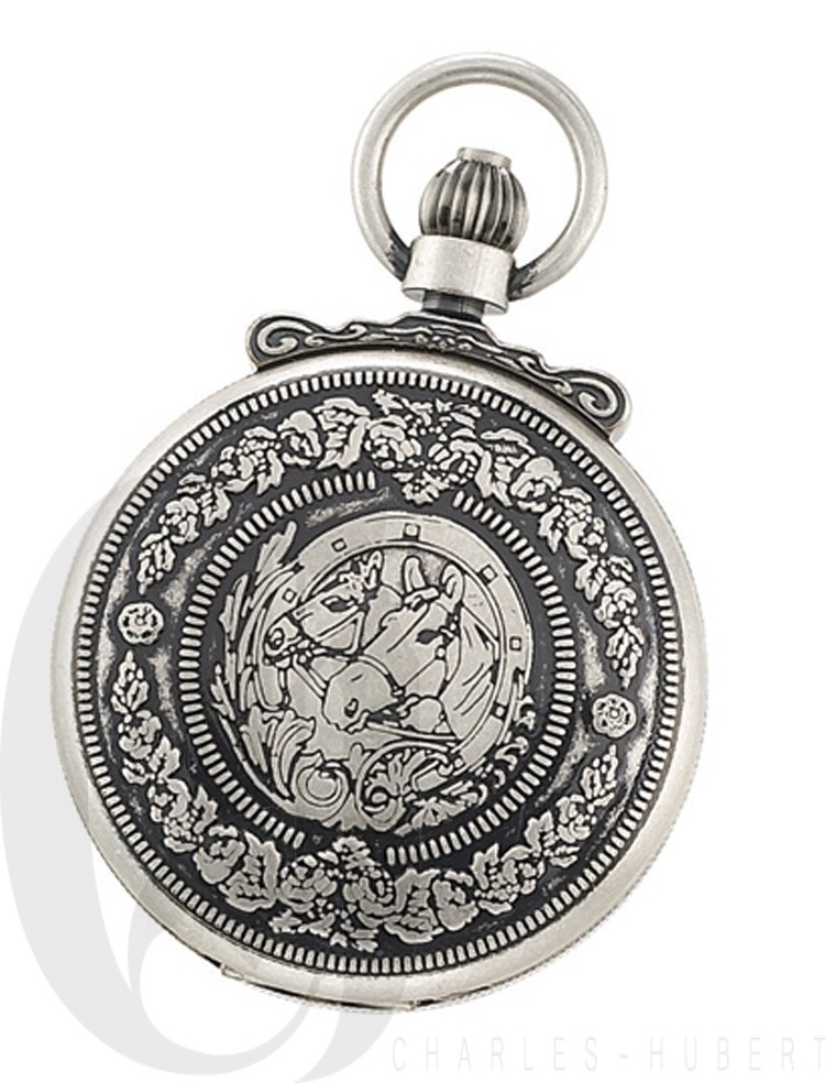 Antiqued Finish Hunter Case Mechanical Pocket Watch