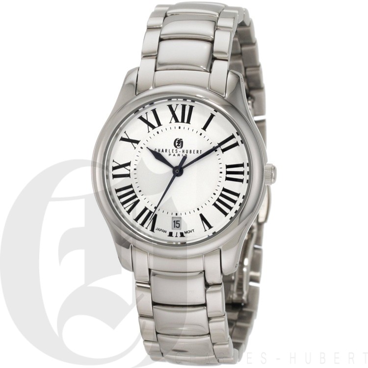 Charles-Hubert Women's Stainless Steel White Dial Quartz Watch #6897-W