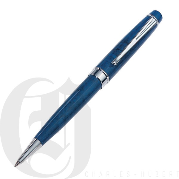 Blue Marbleized Metal Ball Points Pen