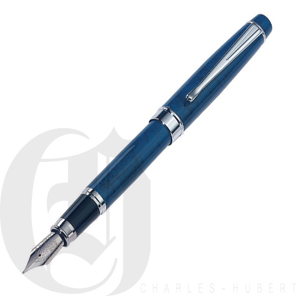 Blue Marbleized Metal Fountain Pen