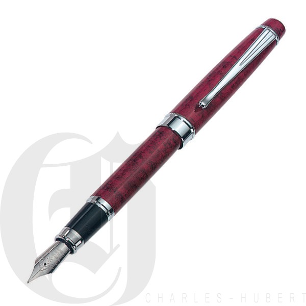 Red Marbleized Metal Fountain Pen