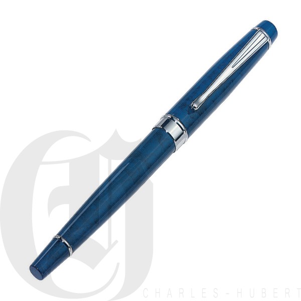 Blue Marbleized Metal Roller Ball Pen