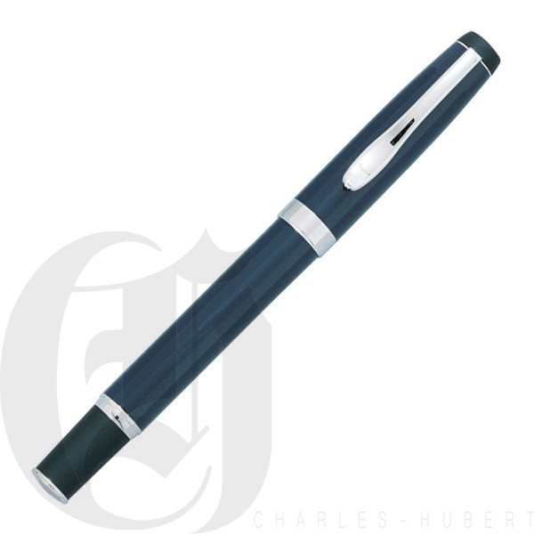 Marbleized Matte Blue Metal Roller Ball Pen