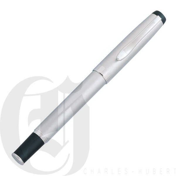 Marbleized Matte Silver Metal Roller Ball Pen