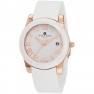 Charles-Hubert Women's Rose Gold-Plated Stainless Steel White Ceramic Bezel Quartz Watch #6888-WRG