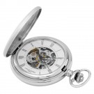 Sterling Silver Brushed Finish Hunter Case Mechanical Pocket Watch