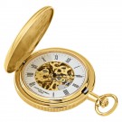 Gold-Plated Brushed Finish Hunter Case Mechanical Pocket Watch