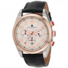 Charles-Hubert Men's Rose Gold-Plated Bezel Stainless Steel White Dial Chronograph Watch #3895-RG