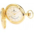 Charles-Hubert Paris Gold-Plated Polished Finish Hunter Case Quartz Pocket Watch