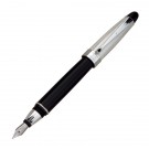 Black Fountain Pen with Diamond Pattern Silver Cap